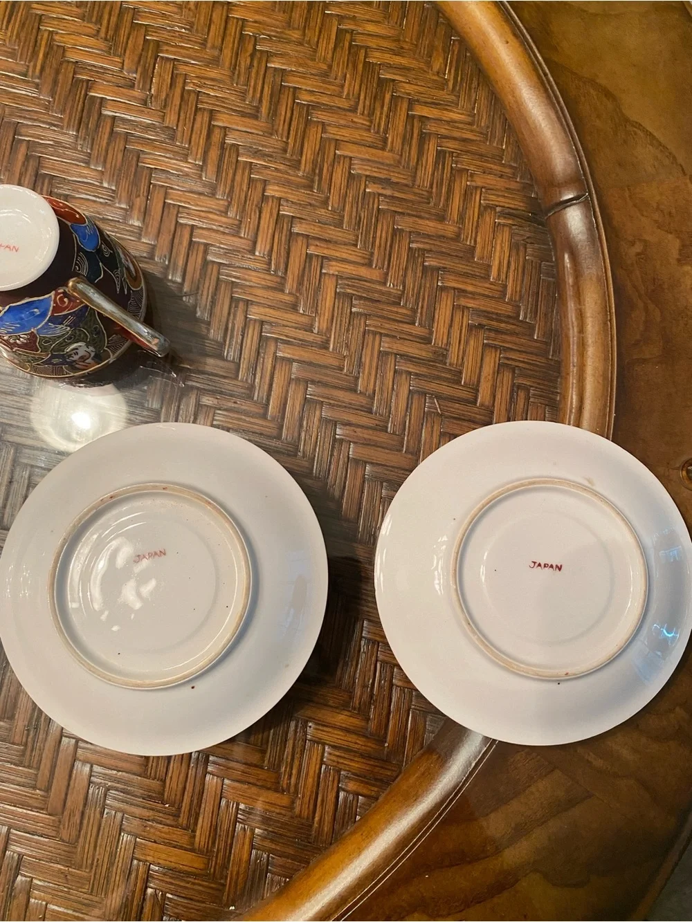 Vintage Japanese Satsuma Moriage Immortals Teacup & Saucer Lot
